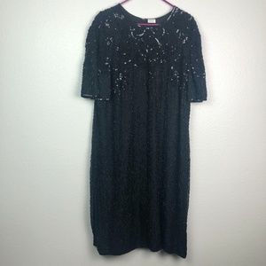 Vintage black beaded midi dress, 18